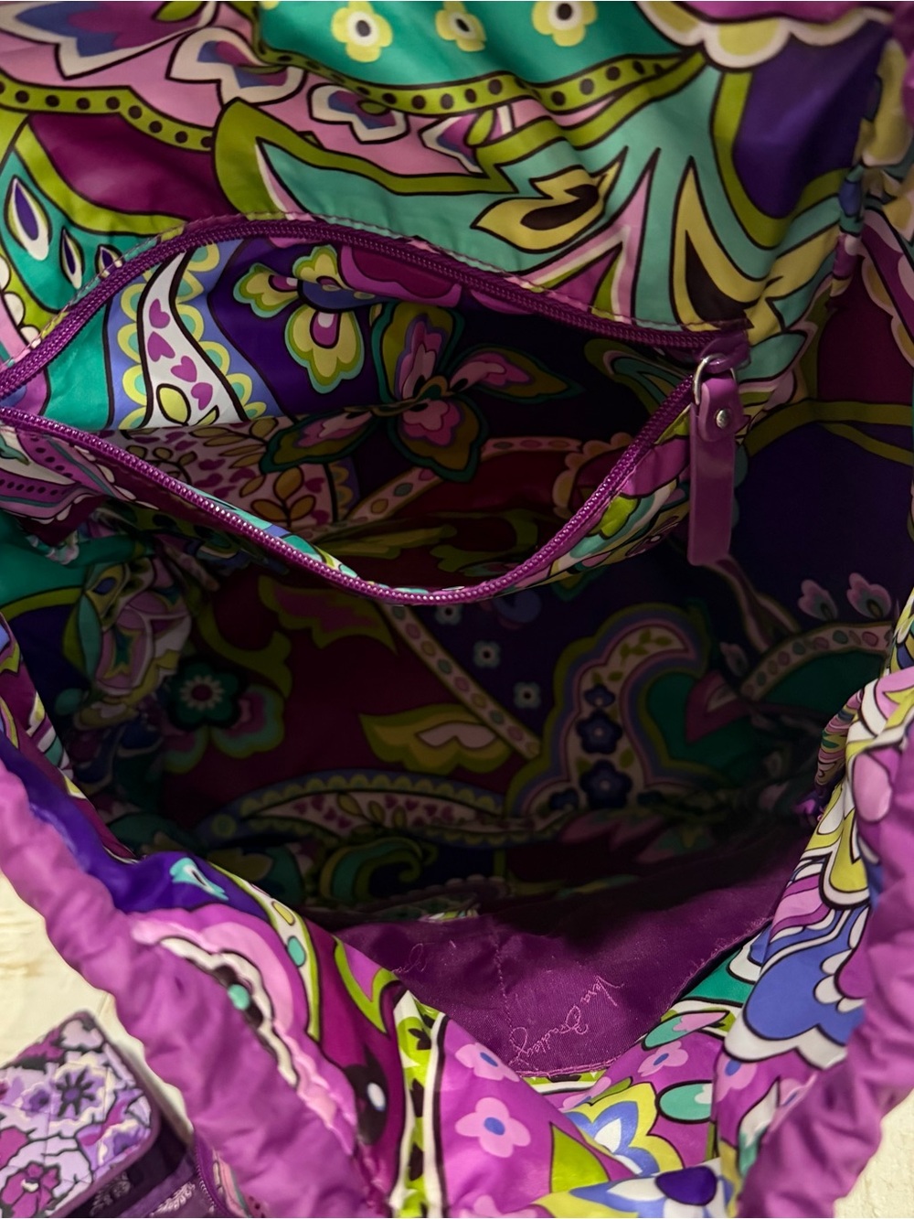 Vera Bradley Quilted Berry Plum Purple Backpack with Matching Riley Wallet Set - Picture 9 of 9